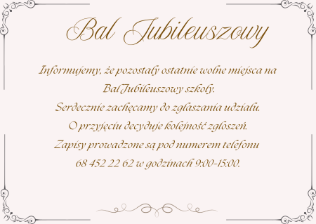 Bal Jubileuszowy -ostatnie wolne miejsca !