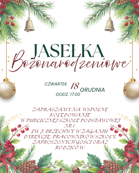 Zapraszamy na Jasełka Bożonarodzeniowe